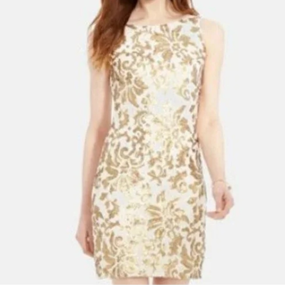Ralph Lauren Gold and White Mini Dress